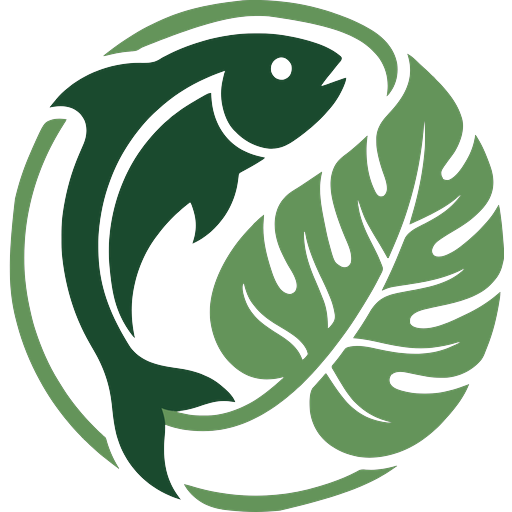 Kona Coast Nutrients icon — fish and monstera leaf